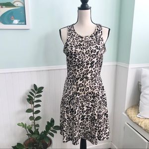 H & M leopard print  | fit flare skater dress M